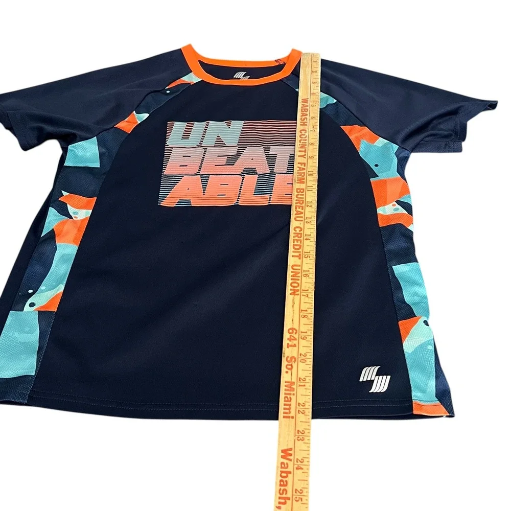 Place Sport Boys Navy Orange Unbeatable Activewear Shirt and Shorts Set Size L - Picture 4 of 13
